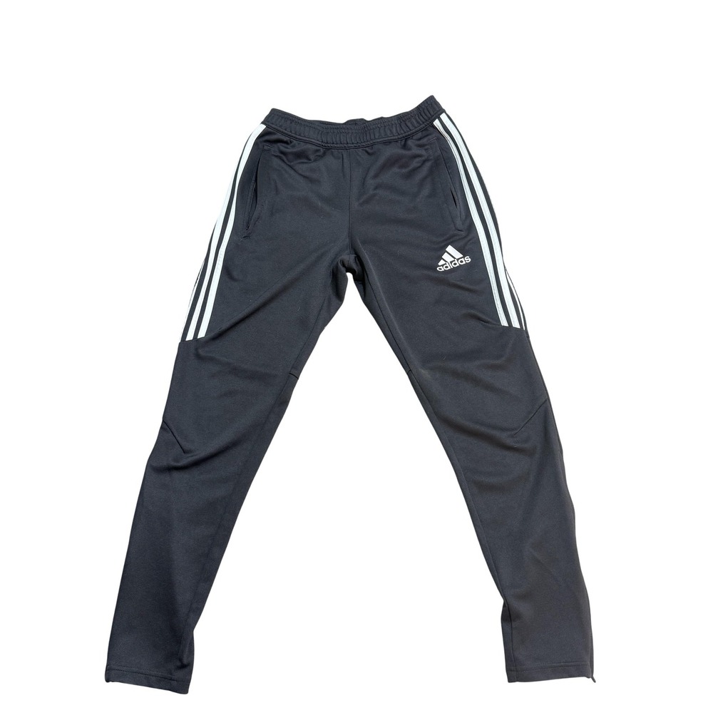 Adidas‎ Track Pants Mens Small Black Three Stripe Elastic Waist Pockets Athletic